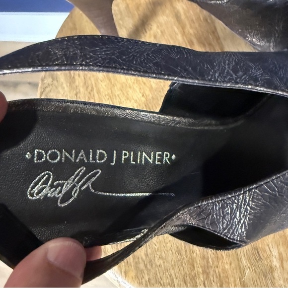 Donald J. Pliner Dark Silver Slingback Heels with Crisscross Straps, Size 11 - Picture 6 of 8